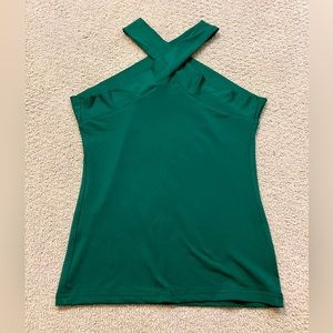 NWOT Cross neck sleeveless halter top green